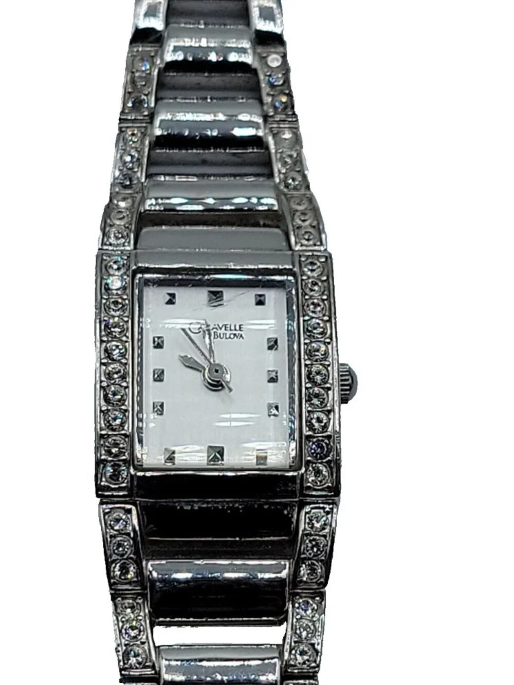 Caravelle By Bulova Ladies Watch A4 18mmPave Rhinestone Mother Of Pearl Face 7